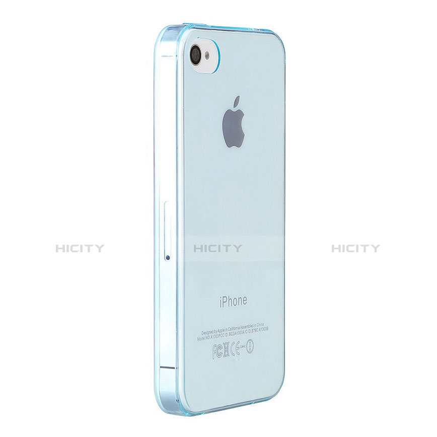 Housse Ultra Fine Silicone Souple Transparente pour Apple iPhone 4 Bleu Ciel Plus