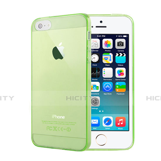 Housse Ultra Fine Silicone Souple Transparente pour Apple iPhone 5 Vert Plus