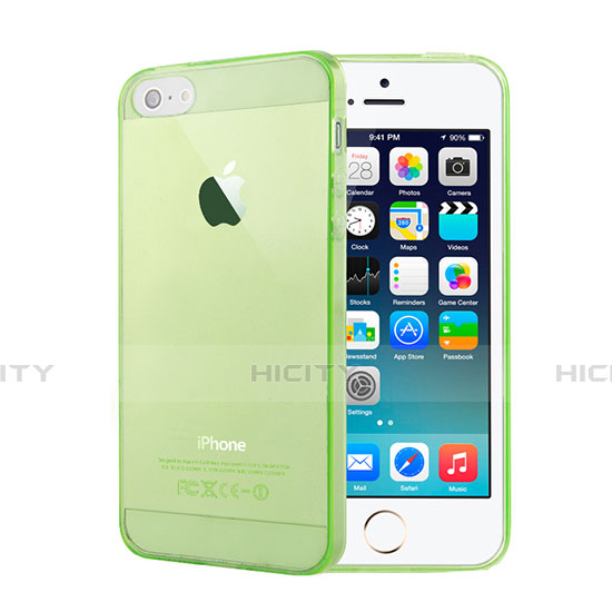 Housse Ultra Fine Silicone Souple Transparente pour Apple iPhone 5S Vert Plus