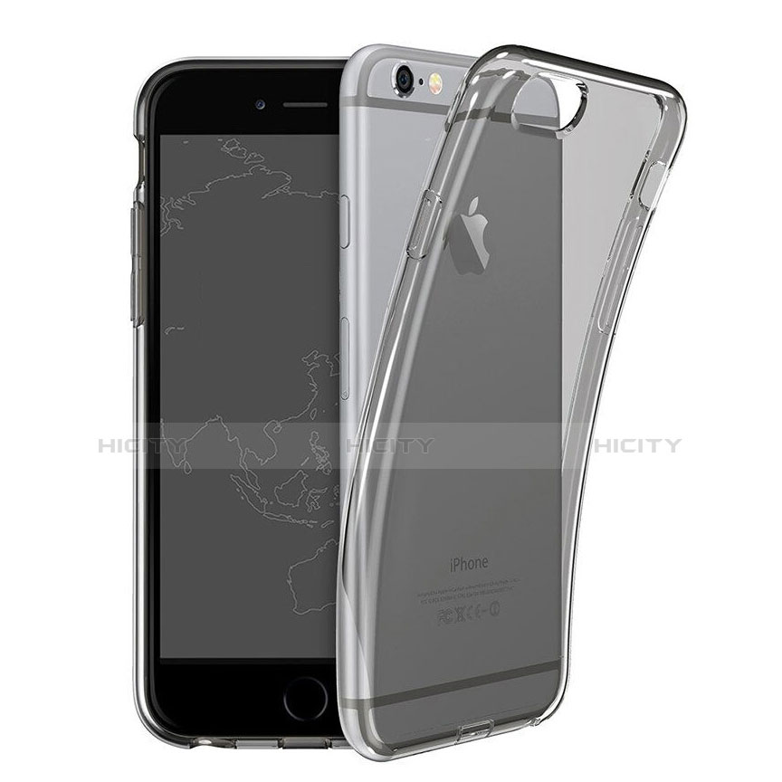 Housse Ultra Fine Silicone Souple Transparente pour Apple iPhone 6 Plus Gris Fonce Plus