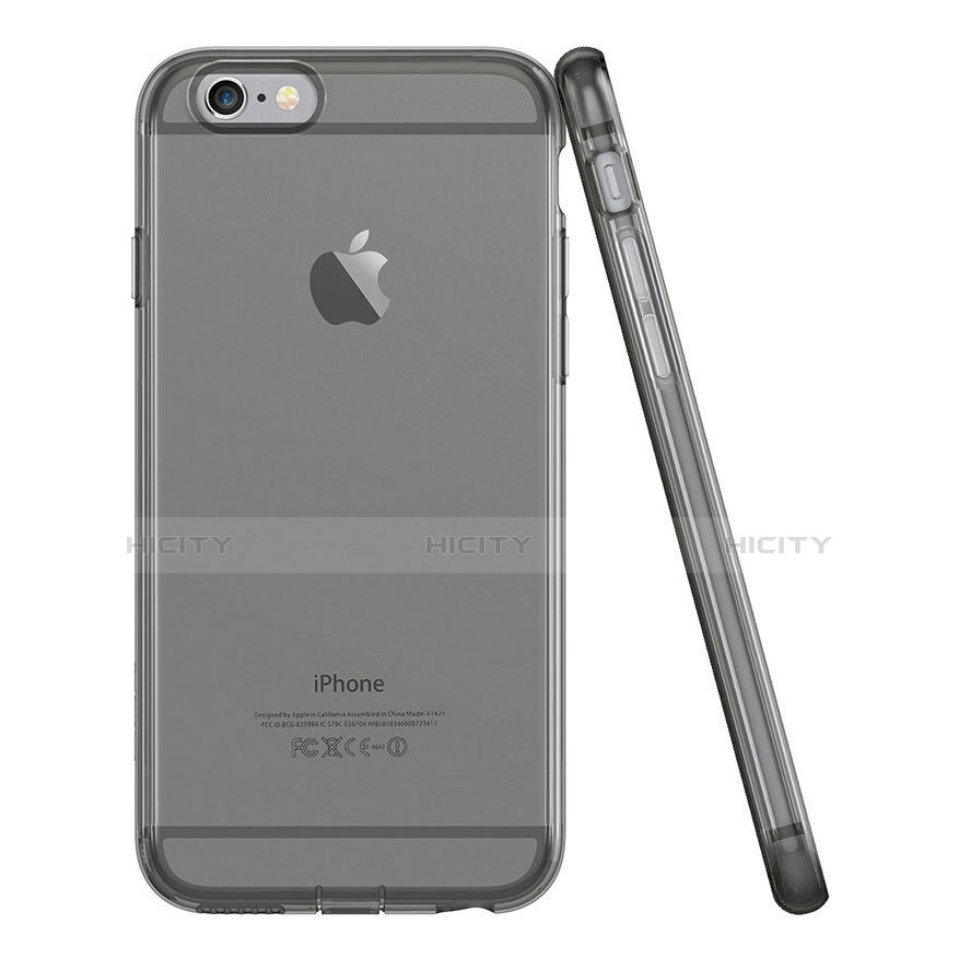 Housse Ultra Fine Silicone Souple Transparente pour Apple iPhone 6 Plus Gris Fonce Plus