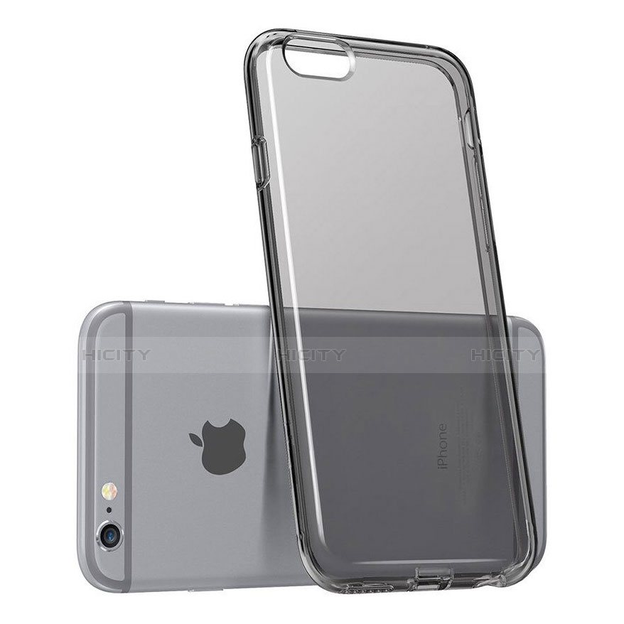 Housse Ultra Fine Silicone Souple Transparente pour Apple iPhone 6 Plus Gris Fonce Plus