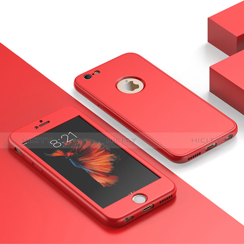 Housse Ultra Fine TPU Souple 360 Degres Avant et Arriere pour Apple iPhone 6 Rouge Plus