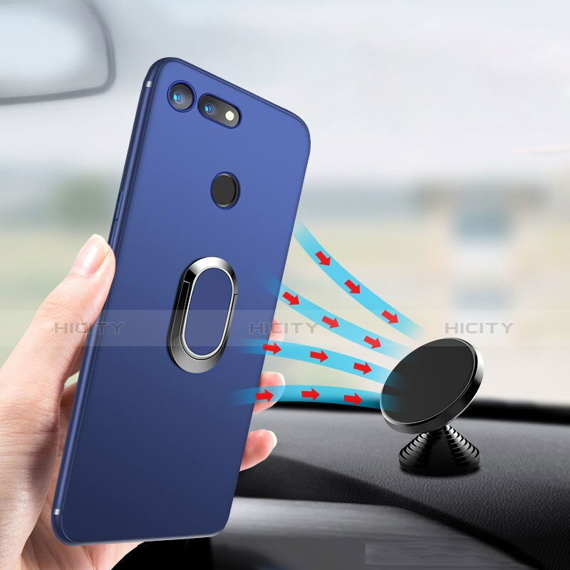 Housse Ultra Fine TPU Souple avec Support Bague Anneau Aimante Magnetique pour Huawei Honor V20 Bleu Plus