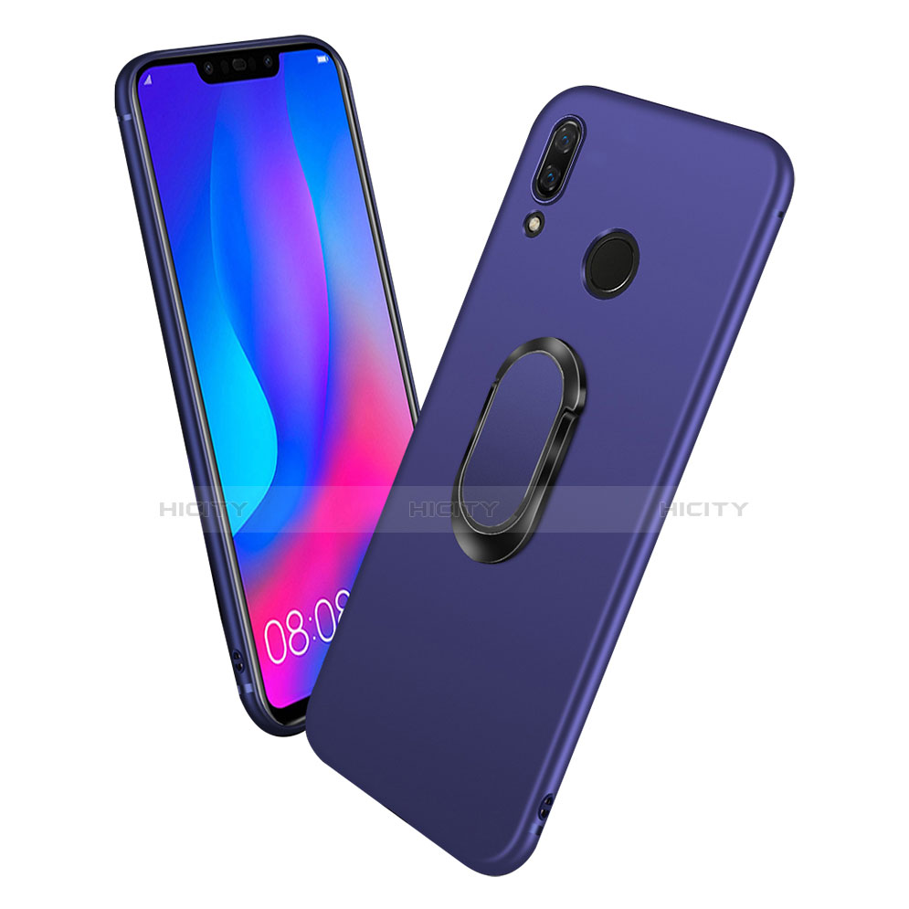 Housse Ultra Fine TPU Souple avec Support Bague Anneau Aimante pour Huawei Nova 3i Bleu Plus