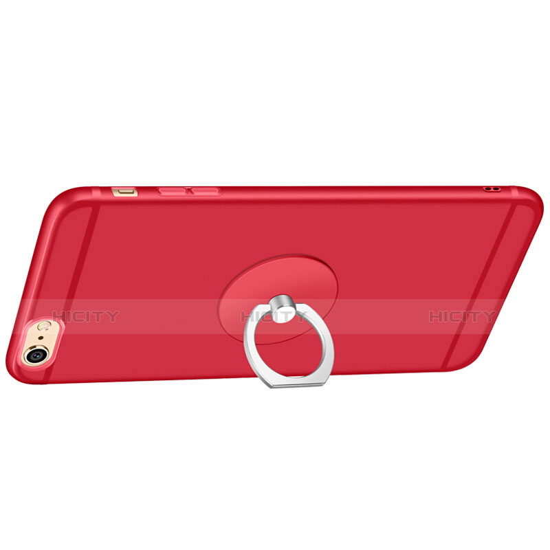 Housse Ultra Fine TPU Souple et Support Bague Anneau pour Apple iPhone 6 Rouge Plus