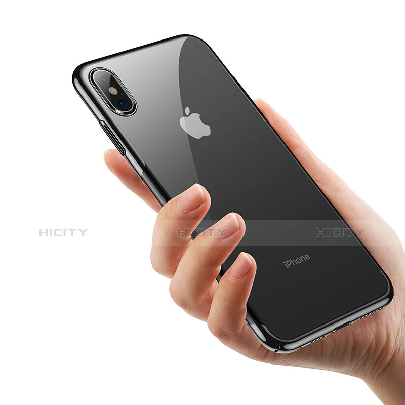 Housse Ultra Fine TPU Souple Transparente C16 pour Apple iPhone X Noir Plus