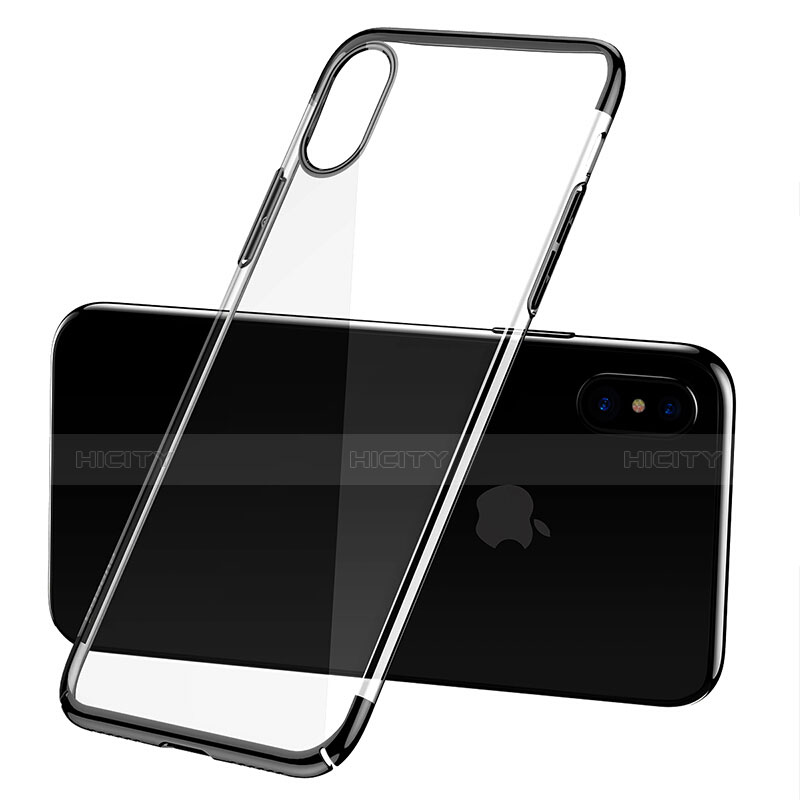 Housse Ultra Fine TPU Souple Transparente C16 pour Apple iPhone X Noir Plus