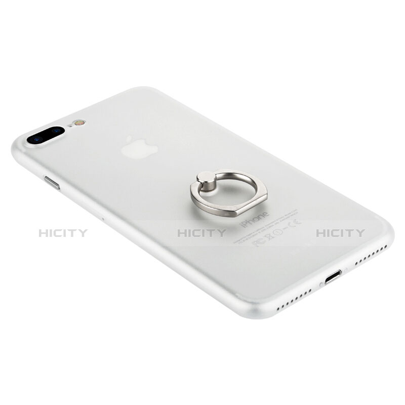 Housse Ultra Fine TPU Souple Transparente et Support Bague Anneau pour Apple iPhone 7 Plus Blanc Plus