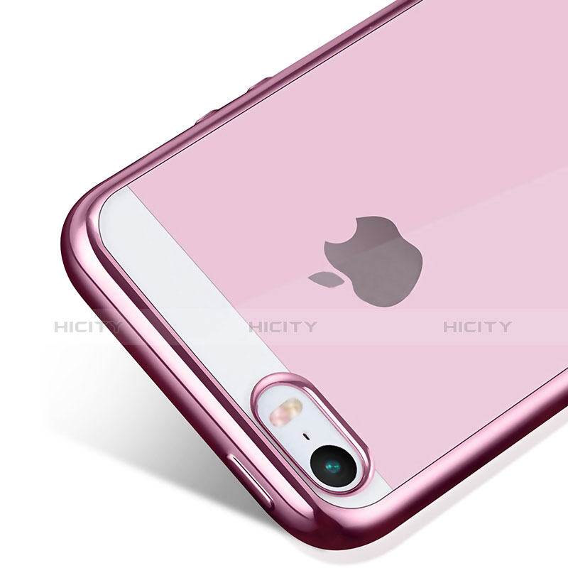 Housse Ultra Fine TPU Souple Transparente H01 pour Apple iPhone 5S Rose Plus