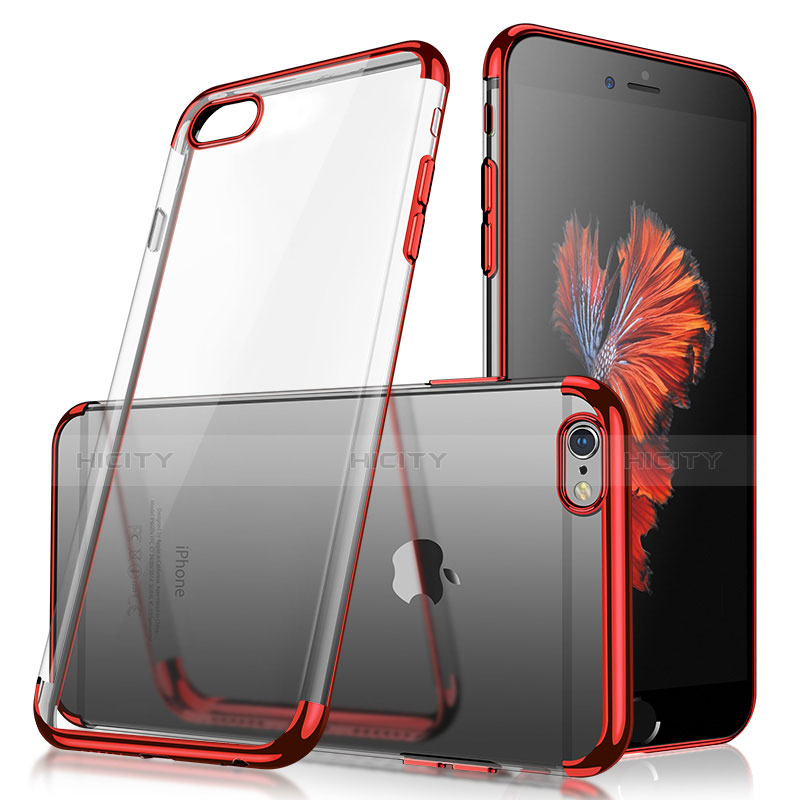 Housse Ultra Fine TPU Souple Transparente H04 pour Apple iPhone 8 Rouge Plus