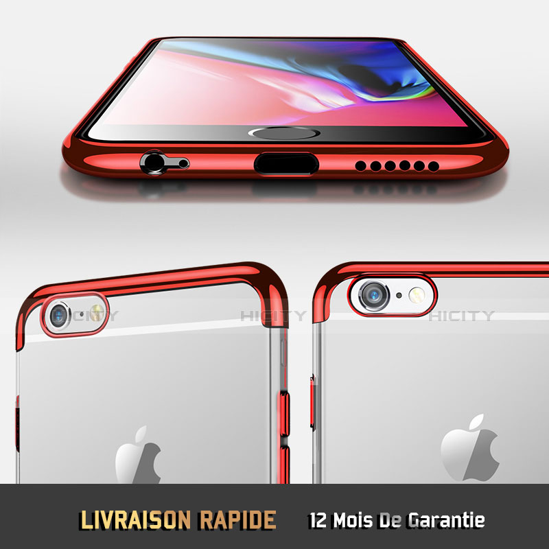 Housse Ultra Fine TPU Souple Transparente H05 pour Apple iPhone 6 Rouge Plus