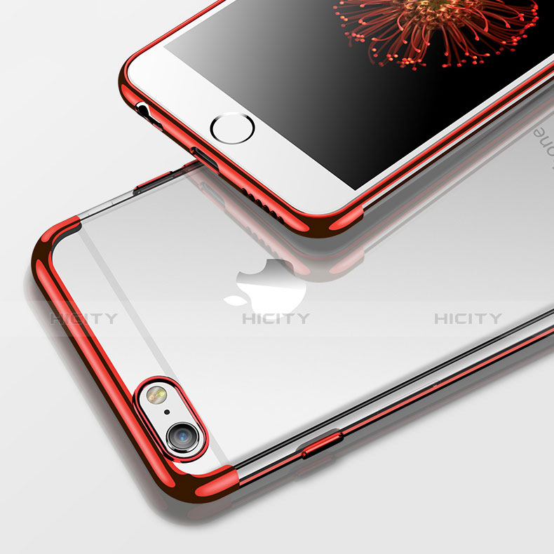 Housse Ultra Fine TPU Souple Transparente H05 pour Apple iPhone 6 Rouge Plus