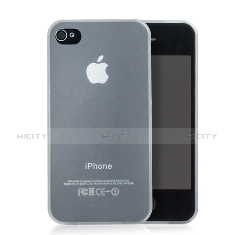 Housse Ultra Fine TPU Souple Transparente Mat pour Apple iPhone 4 Blanc Plus