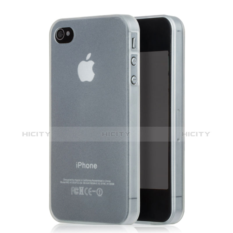 Housse Ultra Fine TPU Souple Transparente Mat pour Apple iPhone 4 Blanc Plus