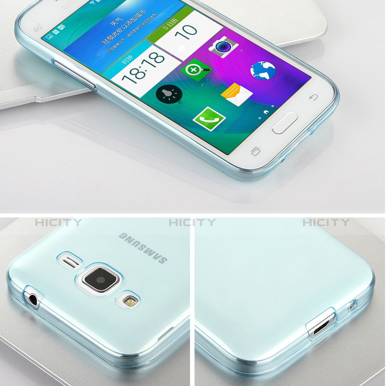 Housse Ultra Fine TPU Souple Transparente pour Samsung Galaxy Core Prime G360F G360GY Bleu Plus