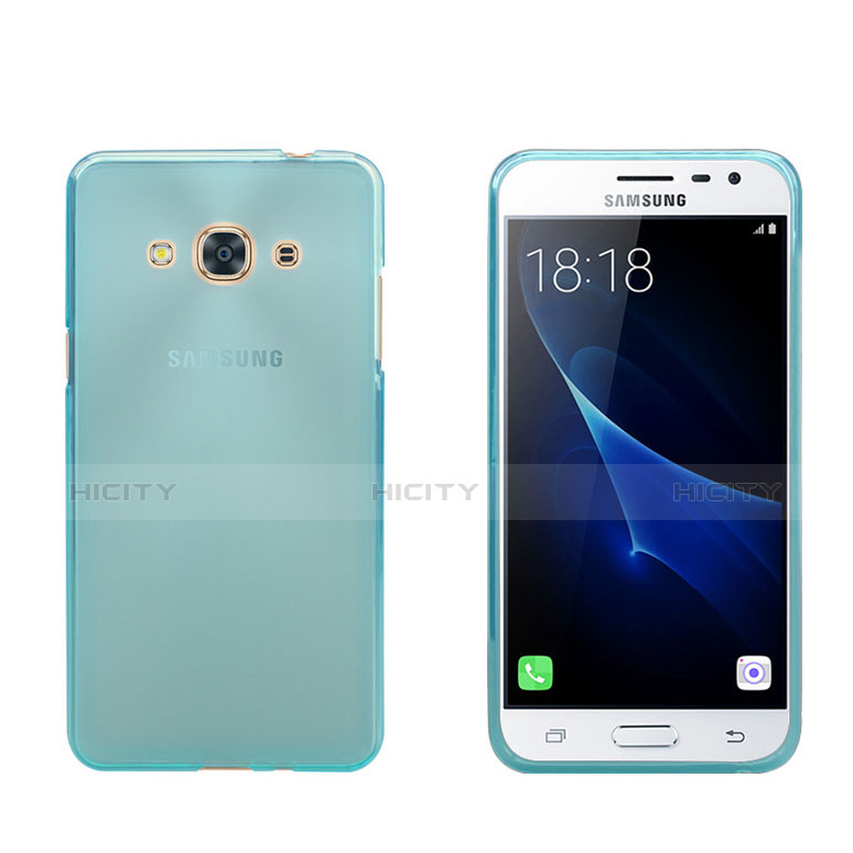 Housse Ultra Fine TPU Souple Transparente pour Samsung Galaxy J3 Pro (2016) J3110 Bleu Plus