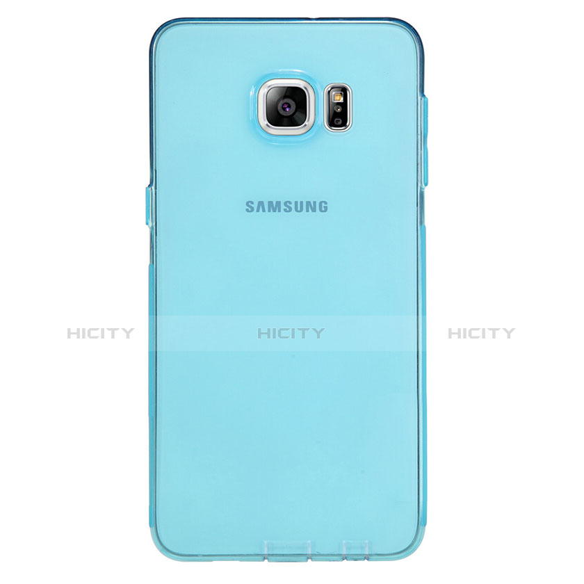 Housse Ultra Fine TPU Souple Transparente T04 pour Samsung Galaxy S6 Edge+ Plus SM-G928F Bleu Plus