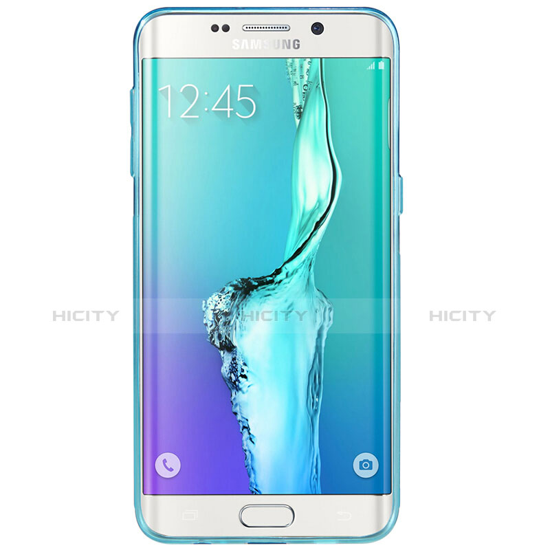 Housse Ultra Fine TPU Souple Transparente T04 pour Samsung Galaxy S6 Edge+ Plus SM-G928F Bleu Plus