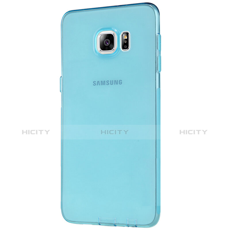 Housse Ultra Fine TPU Souple Transparente T04 pour Samsung Galaxy S6 Edge+ Plus SM-G928F Bleu Plus