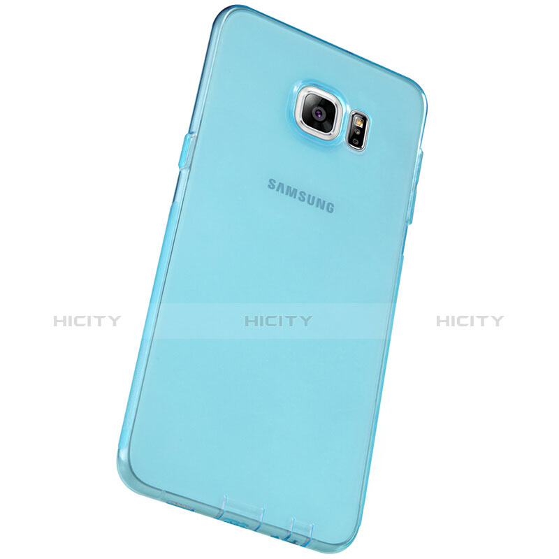 Housse Ultra Fine TPU Souple Transparente T04 pour Samsung Galaxy S6 Edge+ Plus SM-G928F Bleu Plus