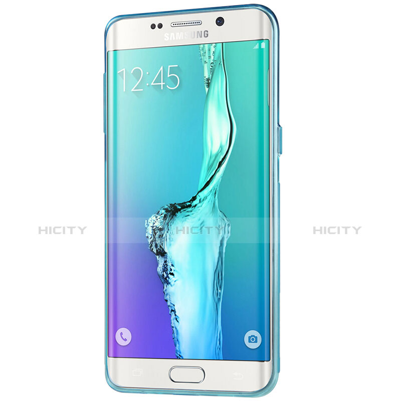 Housse Ultra Fine TPU Souple Transparente T04 pour Samsung Galaxy S6 Edge+ Plus SM-G928F Bleu Plus