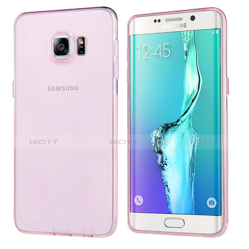 Housse Ultra Fine TPU Souple Transparente T04 pour Samsung Galaxy S6 Edge+ Plus SM-G928F Rose Plus