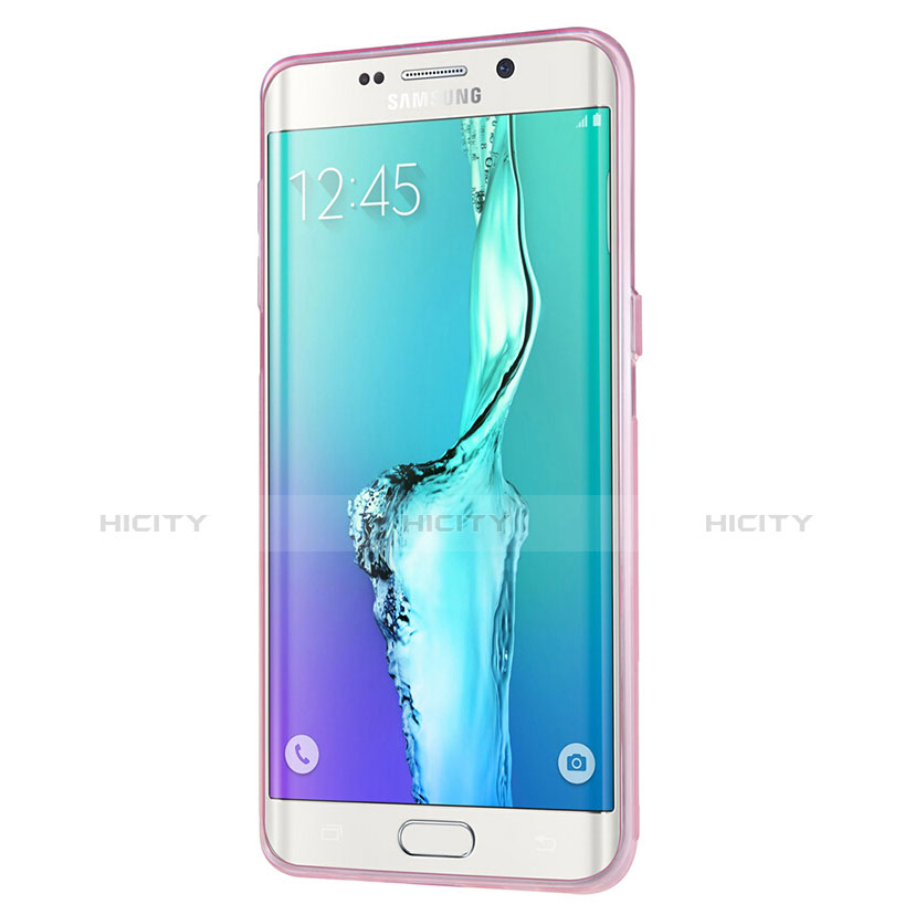 Housse Ultra Fine TPU Souple Transparente T04 pour Samsung Galaxy S6 Edge+ Plus SM-G928F Rose Plus