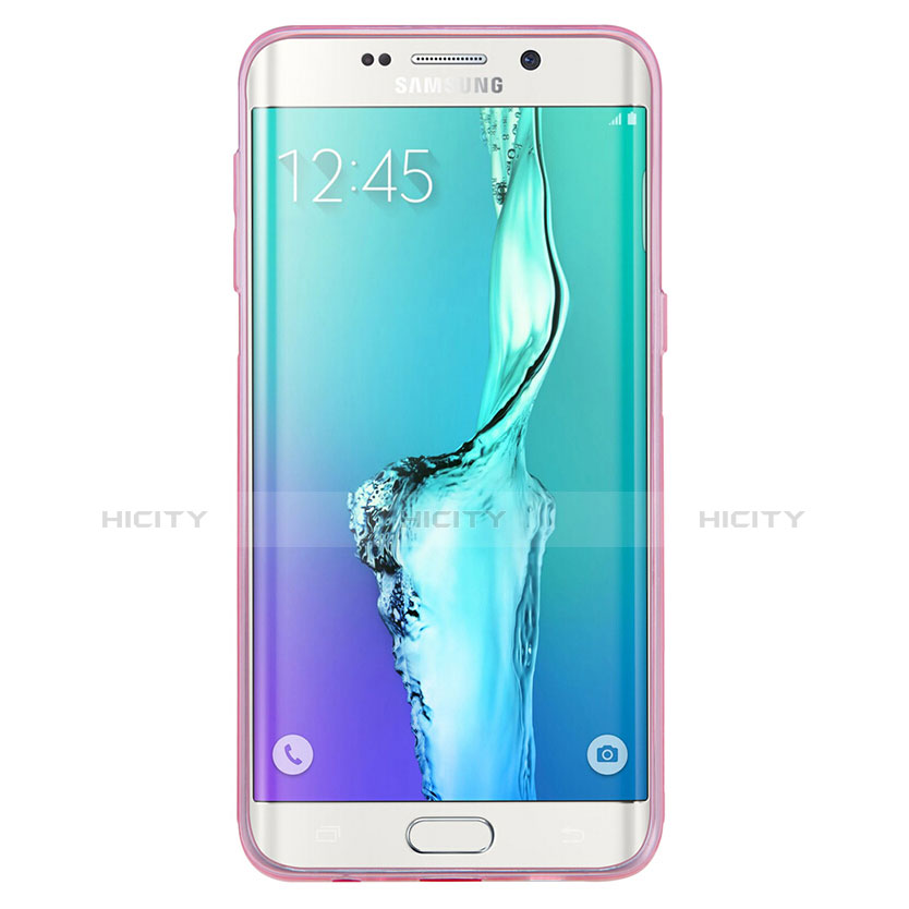 Housse Ultra Fine TPU Souple Transparente T04 pour Samsung Galaxy S6 Edge+ Plus SM-G928F Rose Plus