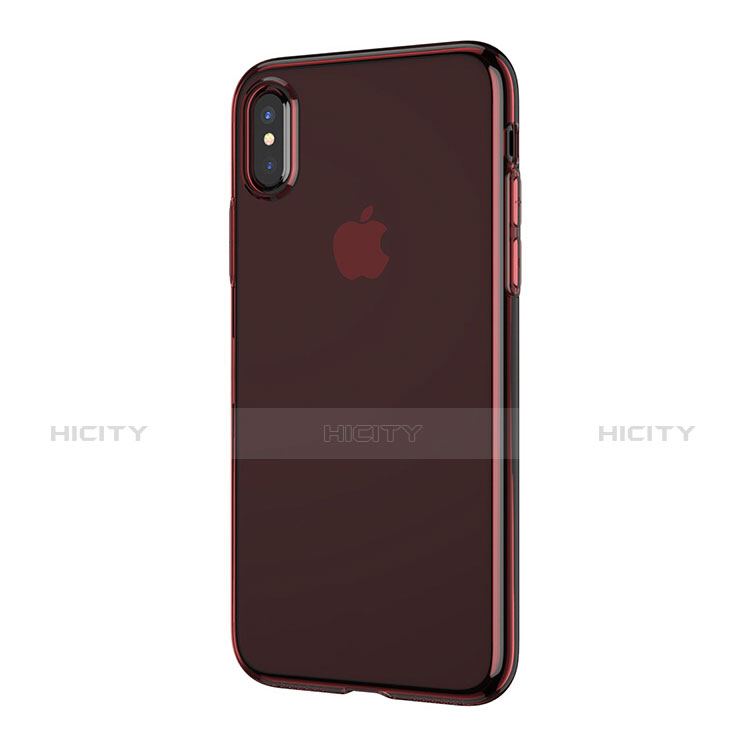 Housse Ultra Fine TPU Souple Transparente T06 pour Apple iPhone X Rouge Plus