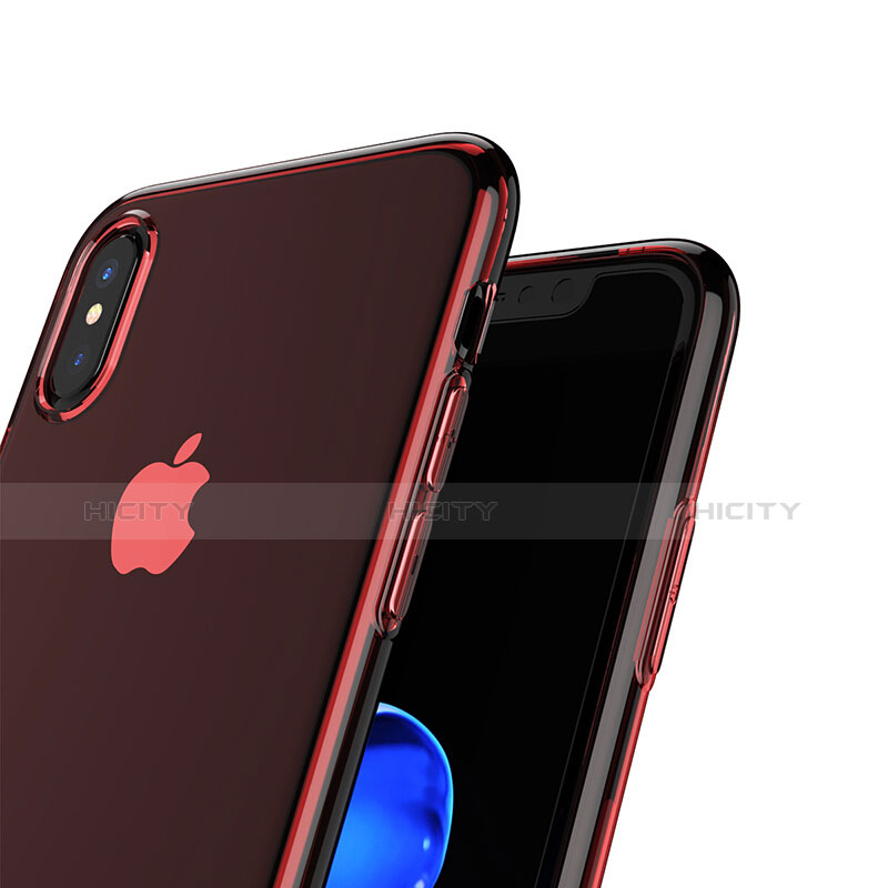 Housse Ultra Fine TPU Souple Transparente T06 pour Apple iPhone X Rouge Plus