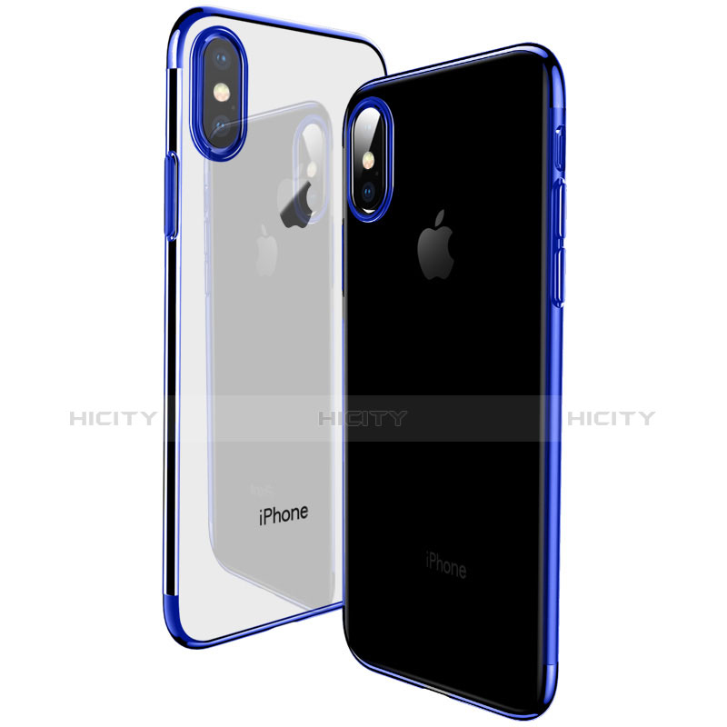 Housse Ultra Fine TPU Souple Transparente T19 pour Apple iPhone X Bleu Plus