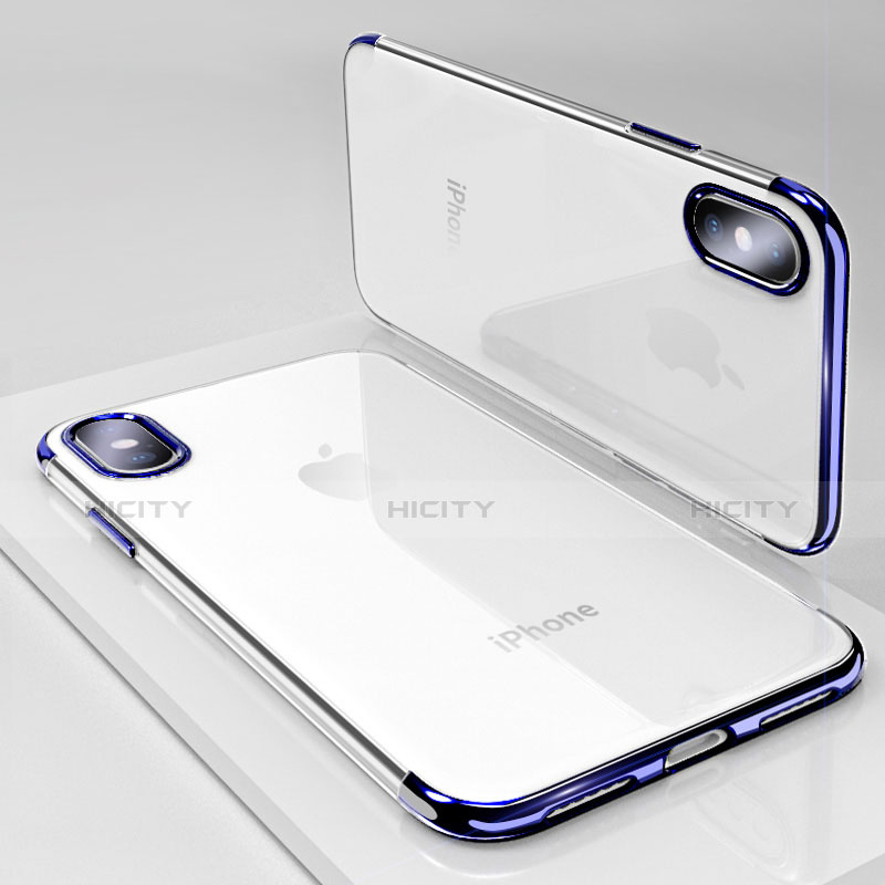 Housse Ultra Fine TPU Souple Transparente T19 pour Apple iPhone X Bleu Plus