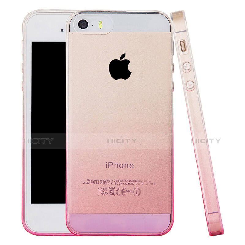Housse Ultra Fine Transparente Souple Degrade pour Apple iPhone 5 Rose Plus