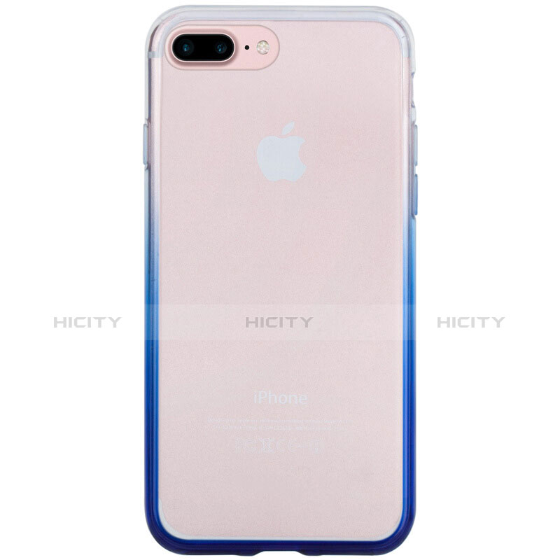 Housse Ultra Fine Transparente Souple Degrade pour Apple iPhone 7 Plus Bleu Plus