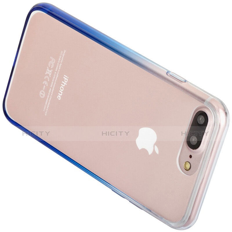 Housse Ultra Fine Transparente Souple Degrade pour Apple iPhone 7 Plus Bleu Plus