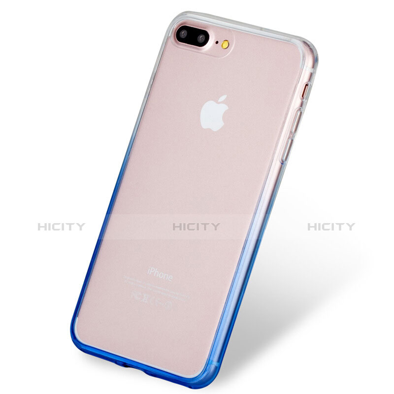 Housse Ultra Fine Transparente Souple Degrade pour Apple iPhone 7 Plus Bleu Plus