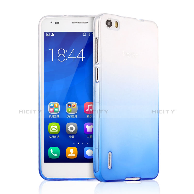 Housse Ultra Fine Transparente Souple Degrade pour Huawei Honor 6 Bleu Plus