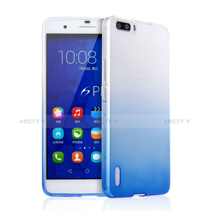 Housse Ultra Fine Transparente Souple Degrade pour Huawei Honor 6 Plus Bleu Plus