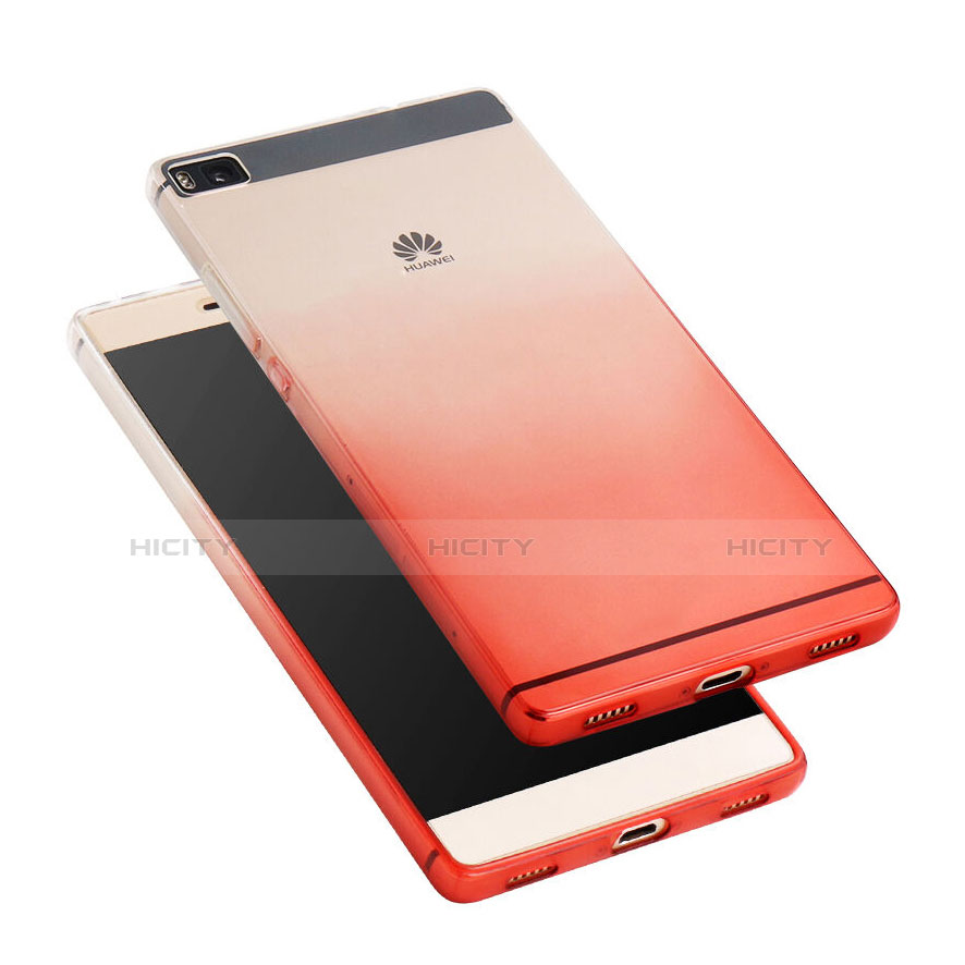 Housse Ultra Fine Transparente Souple Degrade pour Huawei P8 Rouge Plus