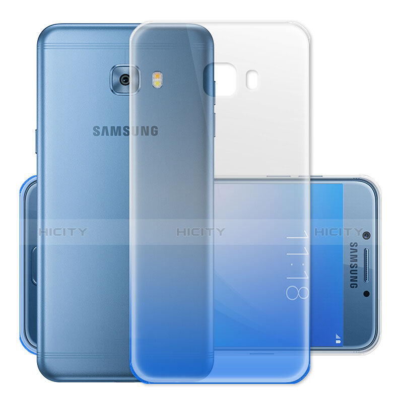 Housse Ultra Fine Transparente Souple Degrade pour Samsung Galaxy C7 Pro C7010 Bleu Plus