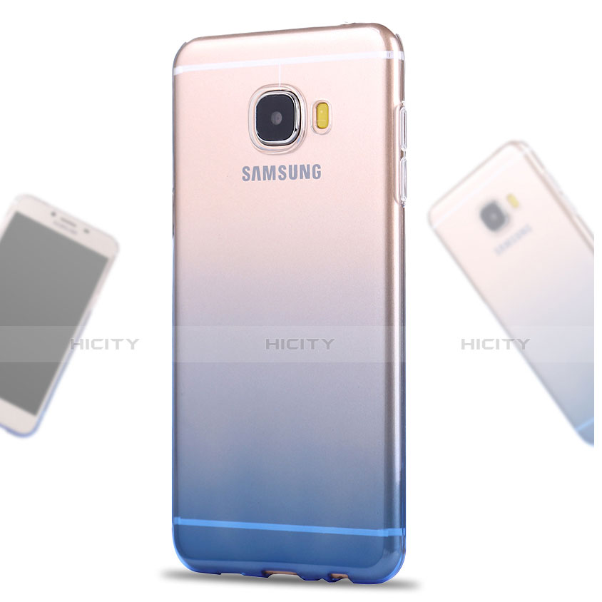 Housse Ultra Fine Transparente Souple Degrade pour Samsung Galaxy C9 Pro C9000 Bleu Plus