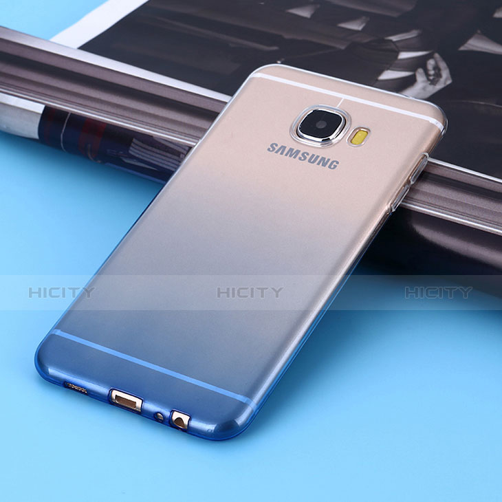 Housse Ultra Fine Transparente Souple Degrade pour Samsung Galaxy C9 Pro C9000 Bleu Plus