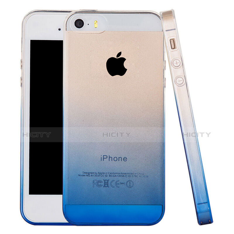 Housse Ultra Slim Transparente Souple Degrade pour Apple iPhone 5 Bleu Plus