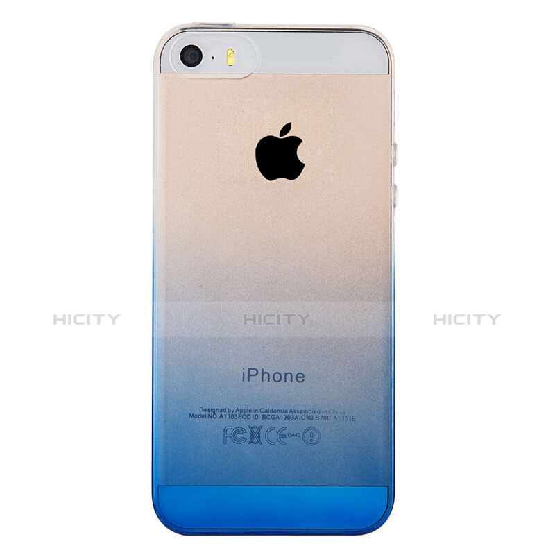 Housse Ultra Slim Transparente Souple Degrade pour Apple iPhone 5 Bleu Plus