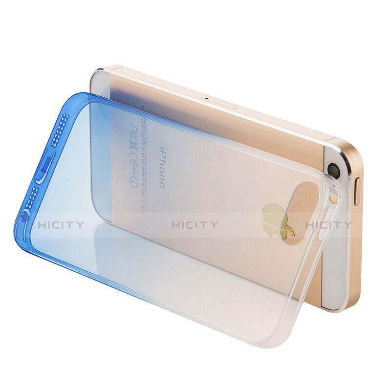 Housse Ultra Slim Transparente Souple Degrade pour Apple iPhone 5 Bleu Plus