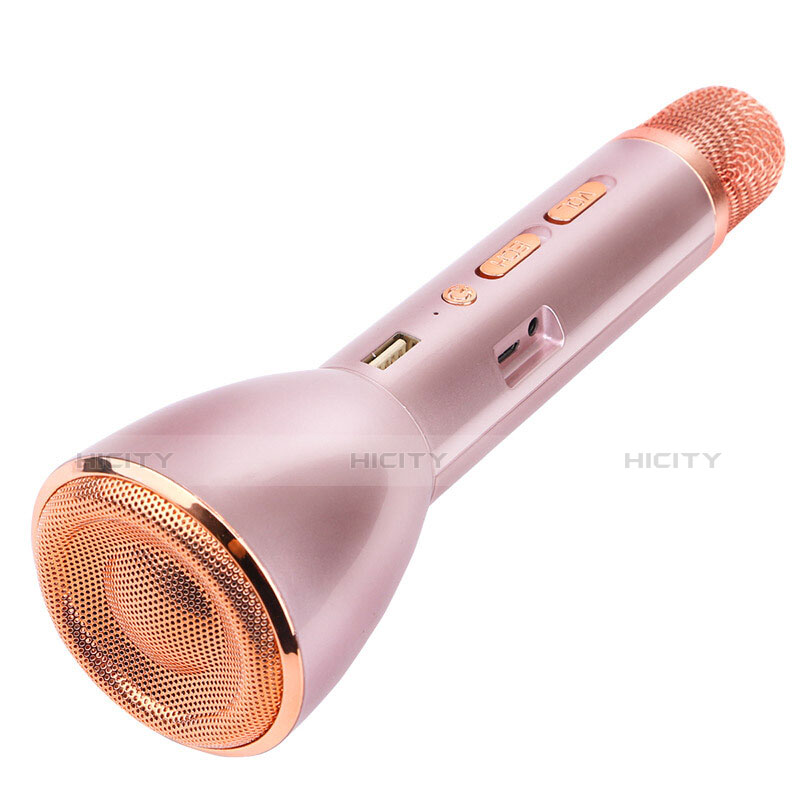 Mini Microphone de Poche Sans Fil Bluetooth Karaoke Haut-Parleur Or Rose Plus