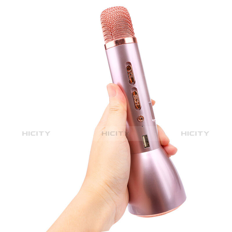 Mini Microphone de Poche Sans Fil Bluetooth Karaoke Haut-Parleur Or Rose Plus