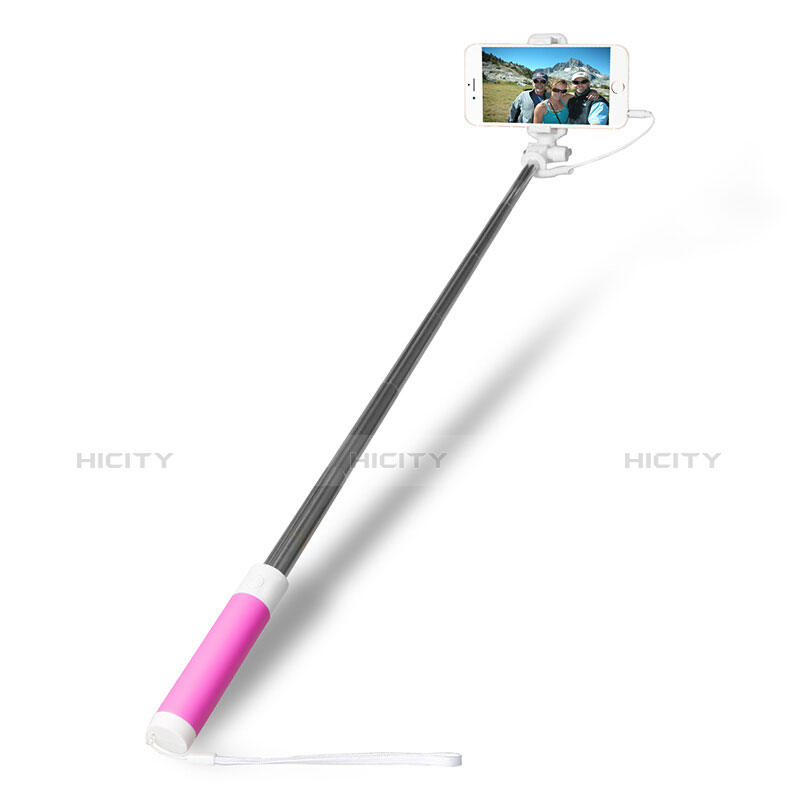 Perche de Selfie Filaire Baton de Selfie Cable Extensible de Poche Universel S10 Rose Plus