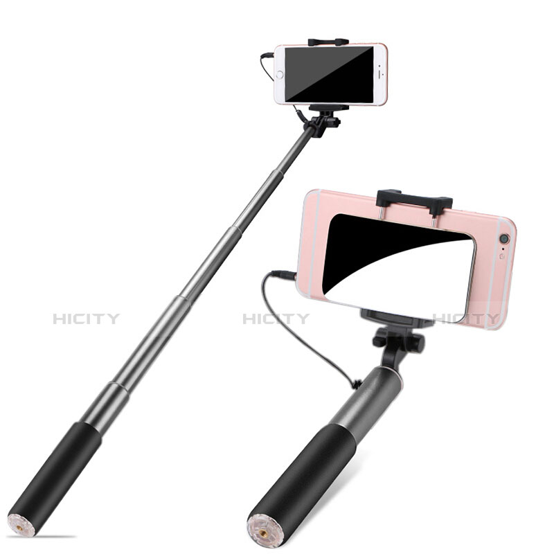 Perche de Selfie Filaire Baton de Selfie Cable Extensible de Poche Universel S11 Gris Plus